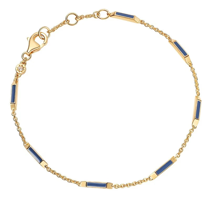 Milskye 925 Silver 18k Gold Plated Enamel Colored bar Bracelet for Women