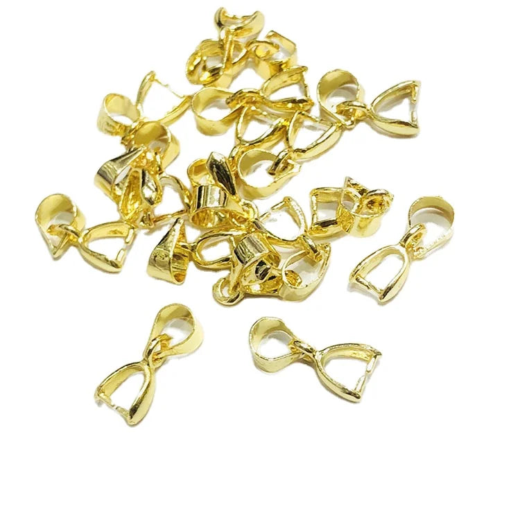 JF0744 Necklace Findings Gold Pendant Pinch Bails Charm Pinch Bails Clip Connectors for Pendants