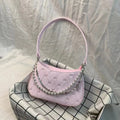 Hot Selling Pearl Metal Double-chain Underarm Handbag Ladies Shoulder Bag Female Hand Bags