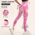 FLW Fashion High Waist Yoga Pants Quick Dry Gym Fitness Leggings with Tie Dye Print Scrunch Yoga Leggings Sports Yoga