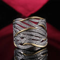CAOSHI Jewelry New Wavy Lines Combined Two Color Electroplating Rings Silver Women Girls Wavy Stackle Rings Silver Gold