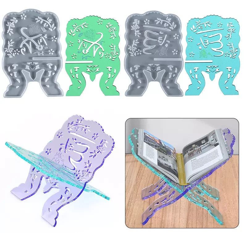 Silicone Book Stand Mold  Music and Bookshelf Silicone Stand Mould for Home Office Decor Silicone Resin Book Holder Mold