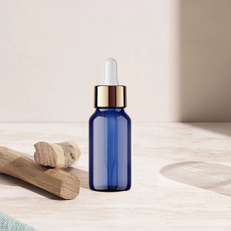 Blue Color Glass Bottles with Dropper Cap 5ml 10ml 15ml 20ml 30ml 50ml 100ml Sizes for Essential Oils Minimum Order 100pcs