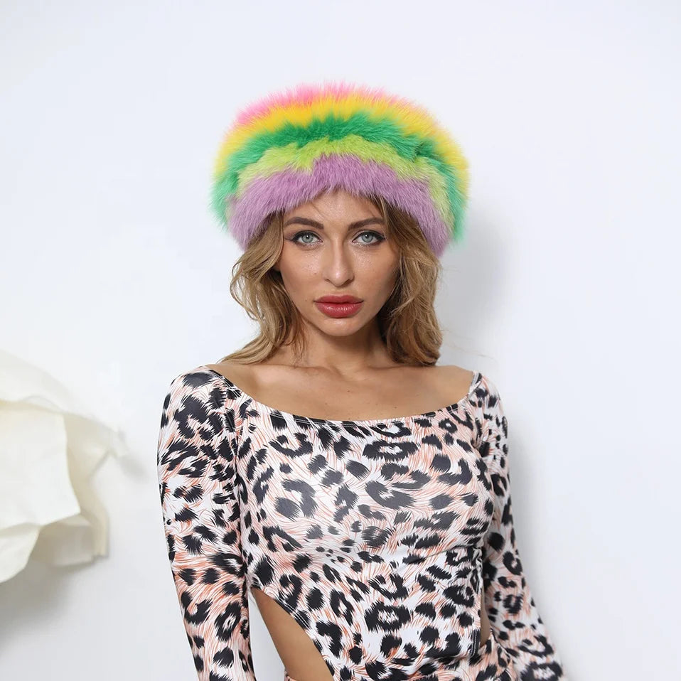 Factory Price New Design Colorful Real Fur Accessories Winter Warm Fluffy fox Fur Headband