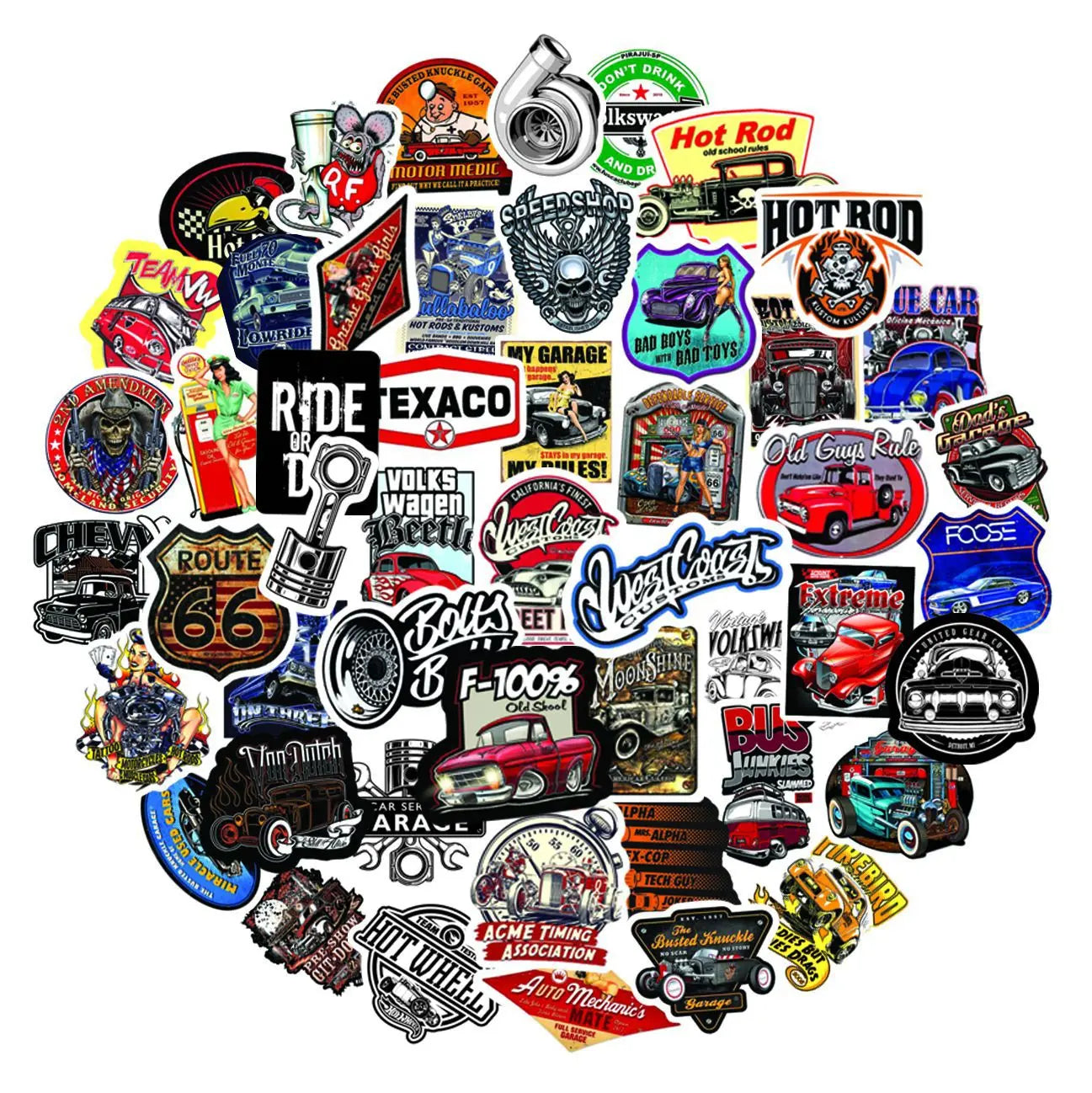 50Pcs Retro Cool Refitted Vehicle Graffiti Stickers for Car Motorcycle Vinyl Old Truck Vintage Car Label