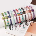Natural Gemstone Bracelet for Women Fashion Jewelry Adjustable Natural Gemstone Handwoven Heart Charm Beaded Bracelet for Women