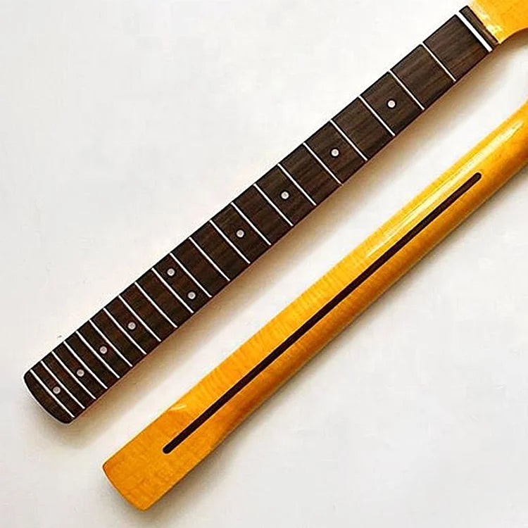 Yasen Custom Guitar Neck 21 Fret 9.5 Inch Radius Tiger Flame Maple Electric Guitar Neck With Rosewood Fingerboard