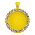 Custom Round Color Rhinestone Cabochon Base Setting 25mm Blank Bezel Charm Vendor Pendants DIY Jewelry Finding