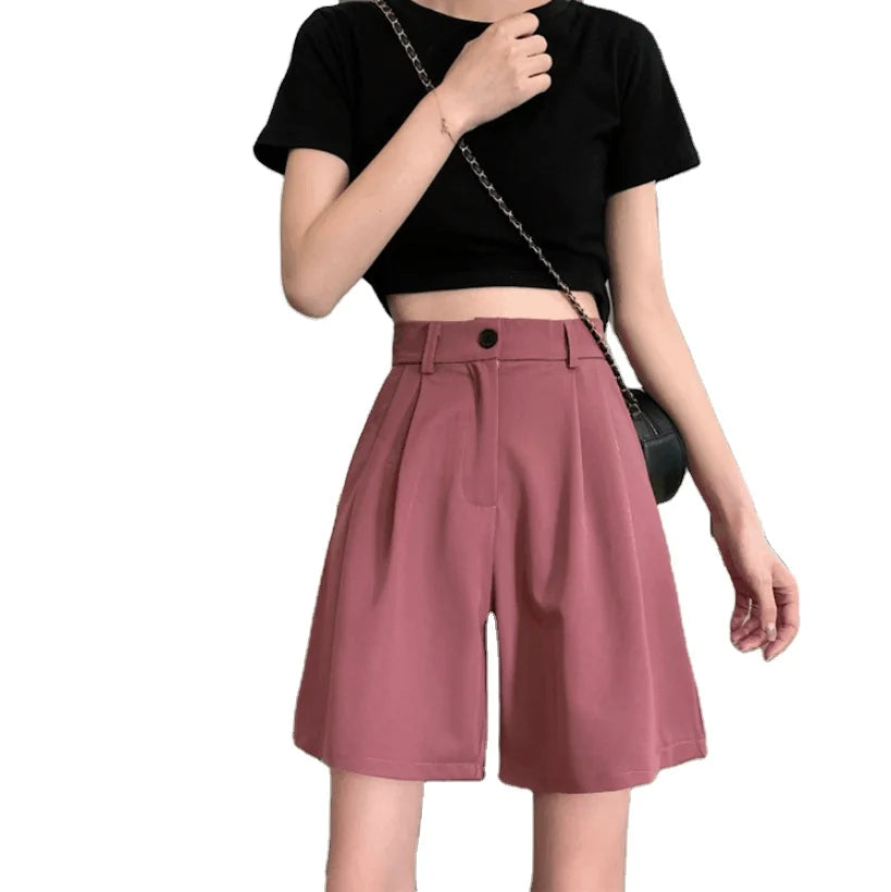 Shorts Women 3 Colors Oversize Loose Trendy Leisure Solid Preppy Clothing Korean Style Elegant All-Match Female Shorts New