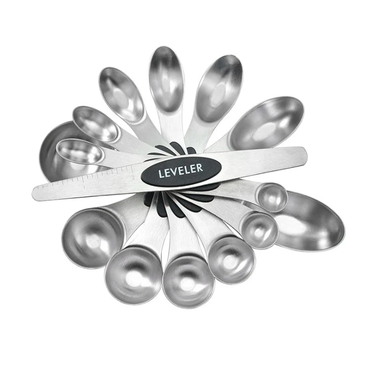 8 Pack Heavy Duty Stainless Steel Dual Sided Magnetic Measuring Spoons Set with Leveler