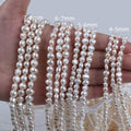 Wholesale Natural White Freshwater Pearl Strands 7-8mm 6-7mm 5-6mm 4-5mm Buttons for Jewelry Making