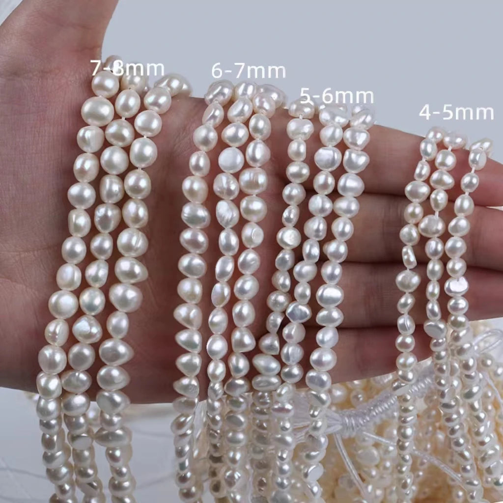Wholesale Natural White Freshwater Pearl Strands 7-8mm 6-7mm 5-6mm 4-5mm Buttons for Jewelry Making