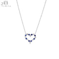 Fashion Jewelry for Women New 18K White Gold Diamond Blue Sapphire Heart Pendant Necklace for Engagement Wedding Party Gift