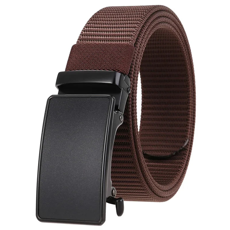 New Men's Belt Automatic Buckle Belts No Ratchet Fabric Canvas Belt Polyester Outdoor Wholesale LQbelt Factory