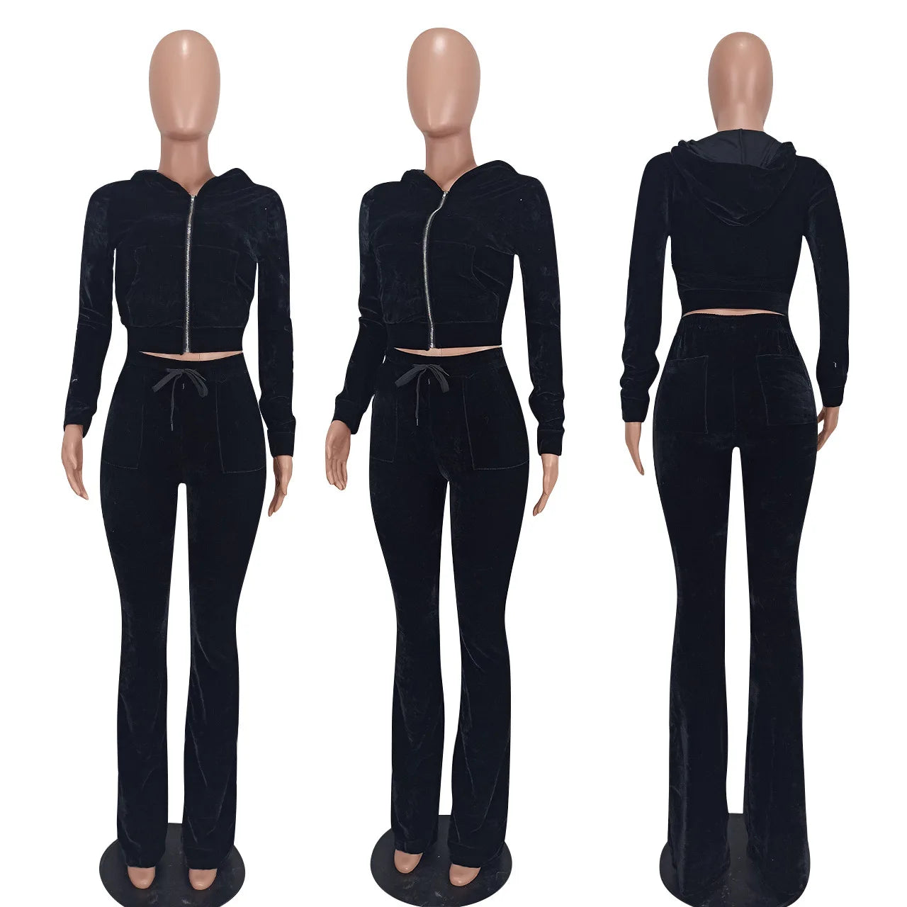 Custom Rhinestone Velvet Sets Women Velvet 2 Piece Embroidery Velour Set Sweatsuit Velour Lady Tracksuit for Women