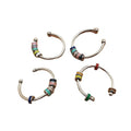Adjustable Stainless Steel & Colorful Enamel Beads Anxiety Ring Spinning Fidget Rotatable Ring for Wedding & Party