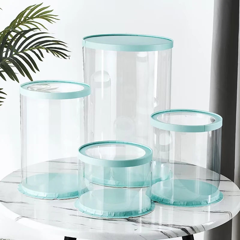 Wholesale Clear Round White Tall Wedding Cake Boxes Coated Paper Folders with UV Coating for Cakes