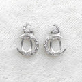 Sterling Silver 5*7mm Semi Mount Stud Earrings Empty Support Blank Claws Setting S925 Base Without Center Stone for DIY Inlay