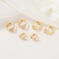 14K Gold Plated Brass Micro Pave Cubic Zirconia Huggie Earrings Cute Mini Flower Butterfly and Bear Paw Jewelry Hoops for Girls