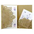 Wholesale Price Multicolor Laser Cut Pocket Wedding Invitation Cards with Custom Print Lace Pocket Birthday Invitation Cards