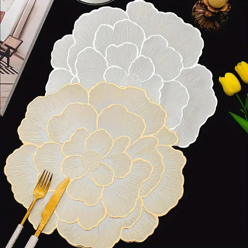 Tabletex NEW Arrival PVC Flower Placemat Dining Decorative Heat Resistant Table Pad Coasters Home Party Webbing Chismas