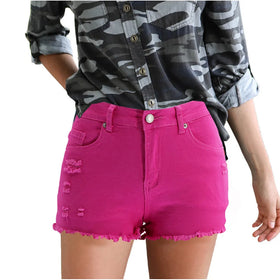 S-XXL Spring/Summer European and American Distressed Denim Shorts Stretch Denim Women's Clothing High Waisted Shorts