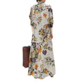 BB005 New Japanese and Korean Style Cotton and Linen Printed Lapel Long Sleeved Pocket Loose Casual Long Shirt Dress