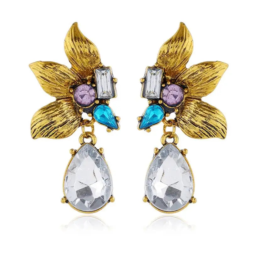 KQEH696 Wholesale Vintage Leaves Stud Earrings Teardrop Stud Earrings for Women