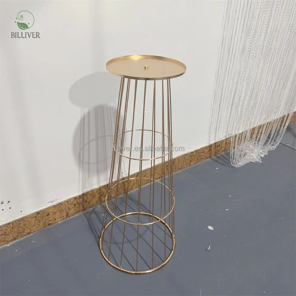 Customized Gold Cone Metal Trumpet Vases Floral Arrangement Stand Flower Stand Plinths for Wedding Hotel Tables Decorations