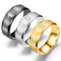Men's Stainless Steel Gold Plated Round Dainty Chunky Rings New Hip Hop Jewelry with Engraved Cross Fashionable Party Ring