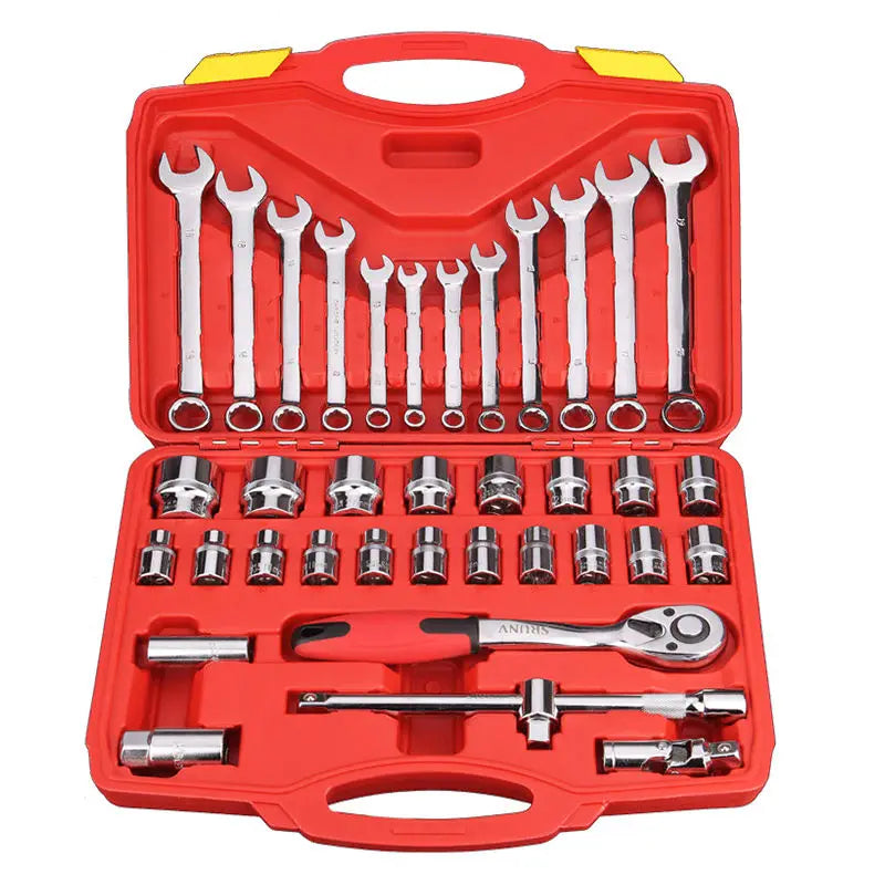 Set of 37pcs Manual Machine Auto Repair Combination Tool Sets Hand Impact Spanner 1/4" Small Socket Wrench&screwdriver Bits Kits