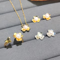 Trendy Women's Elegant Freshwater Pearl Flower & Butterfly Open Ring Jewelry Set for Wedding & Party Ladies' Birthday Gift