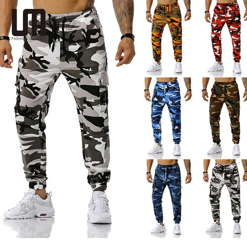 Custom Wholesale Trending Men Casual Camouflage Cargo Pants Joggers Cotton Multi Pocket Long Trousers