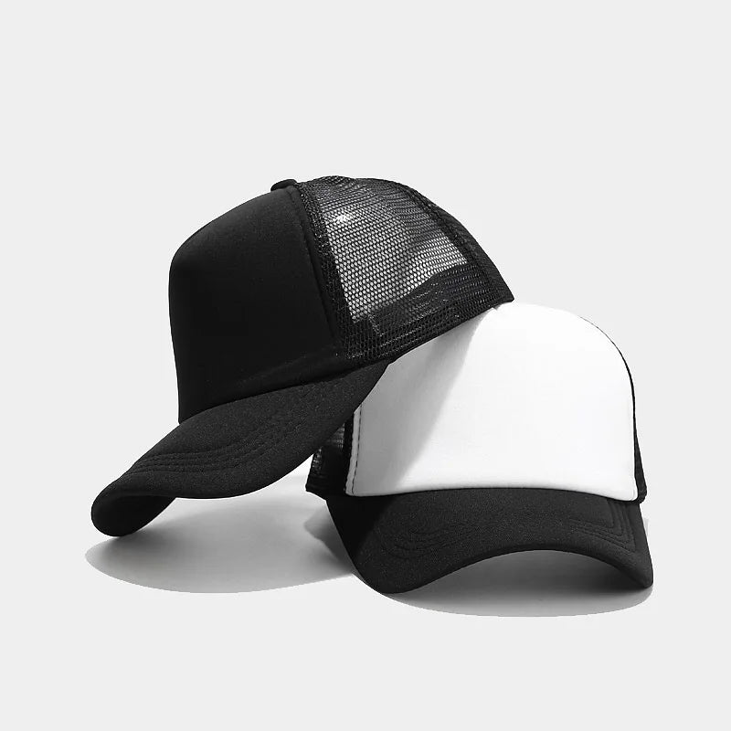 Custom Logo 2 Tone 5 Panels Trucker Hat Adjustable Athletic Fitted Baseball Cap Polyester Foam Front Mesh Back Blank Sports Cap