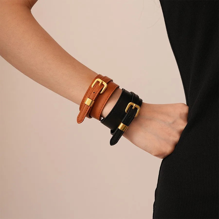 Hot Selling Vintage Unisex Square PU Leather Cuff Bracelet Gift Wholesale Fashion Design Price