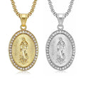 Fashion Blessed Stainless Steel Men's Miraculous Medal Holy Mother Virgin Mary Pendant Necklace Catholic Religious Jewelry