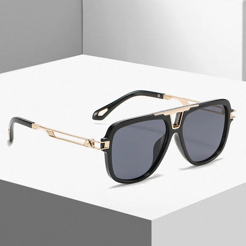 Fashion Sunglasses Women Custom Logo UV400 Shades Sun Glasses High Quality Metal Temples Square Frame Designer Sunglasses Men