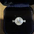 Silver 925 Original 2 Carat Round Brilliant Cut Diamond Test Past D Color Moissanite Wedding Ring for Women Gemstone Jewelry