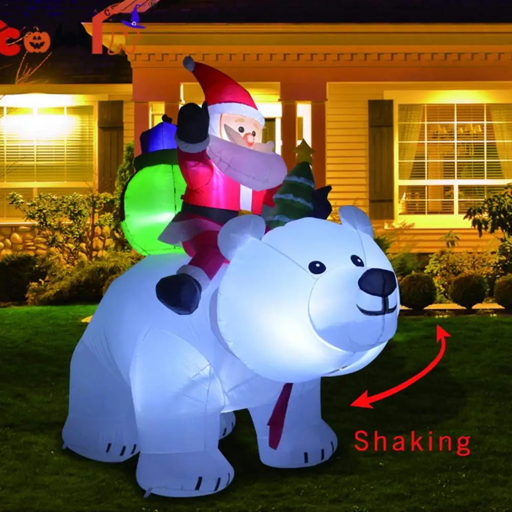 2.1m Shaking LED Inflatable Bear Snowman Christmas Doll Outdoor Garden Toys for Kids Gift Christmas Party New Year Home Decor