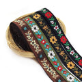 Deepeel WR001 Polyester Cotton Flower Embroidery Ribbon Jacquard National Style Webbing Colorful Lace Accessories