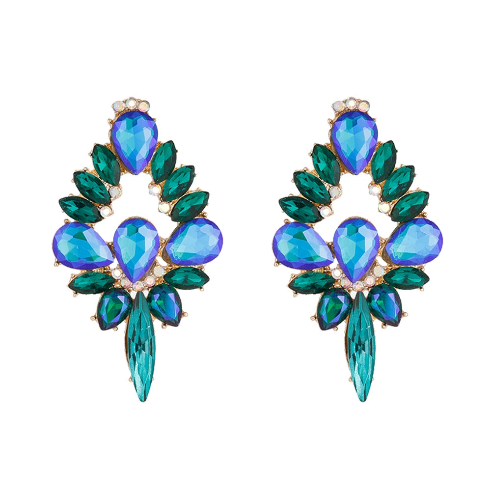 New Arrival Gold Plated Crystal Glass Irregular Earrings with Geometric Bling Rhinestone Pearl Dangling Dangles Banquets
