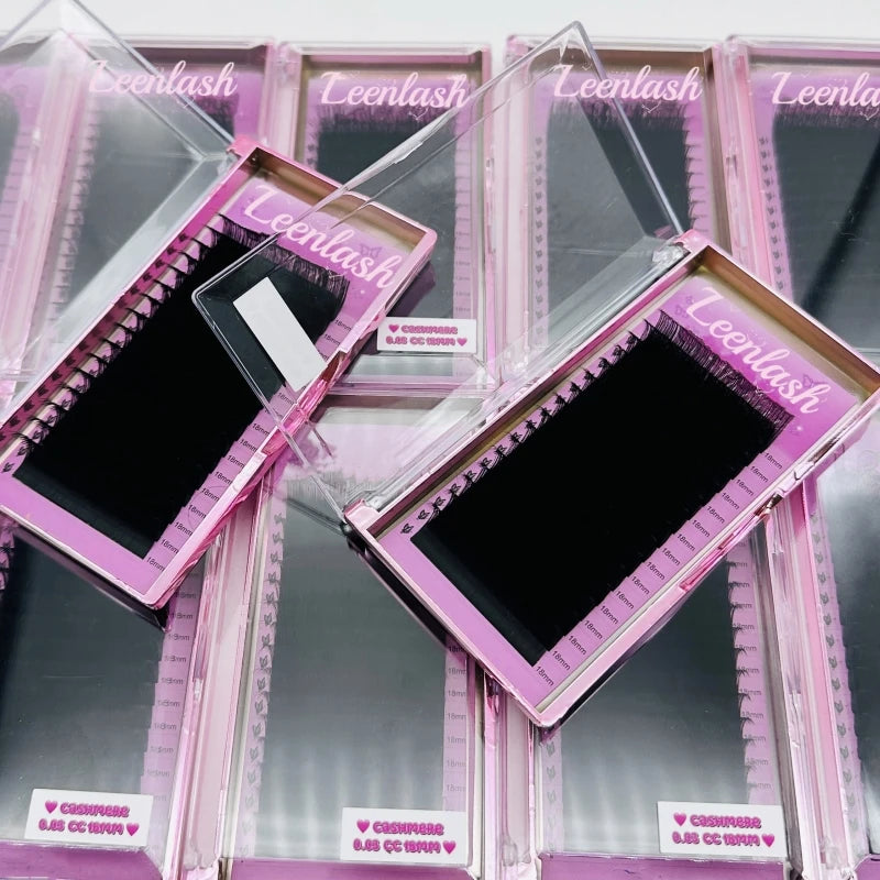 Soft Silk Volume Dark Matte Cashmere Mink Lash Trays Wholesale 0.03 0.05 CC Private Label Mink Eyelash Extensions