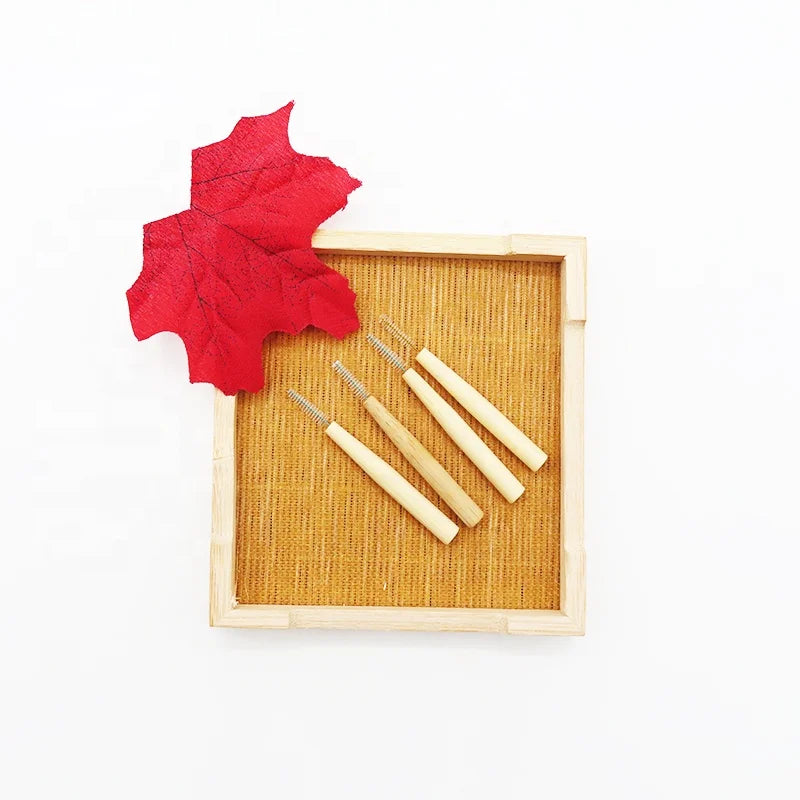 Eco-Friendly 100% Natural Bamboo Interdental Brush Biodegradable and Organic I-Shaped Toothbrush for Clean Tooth Gaps