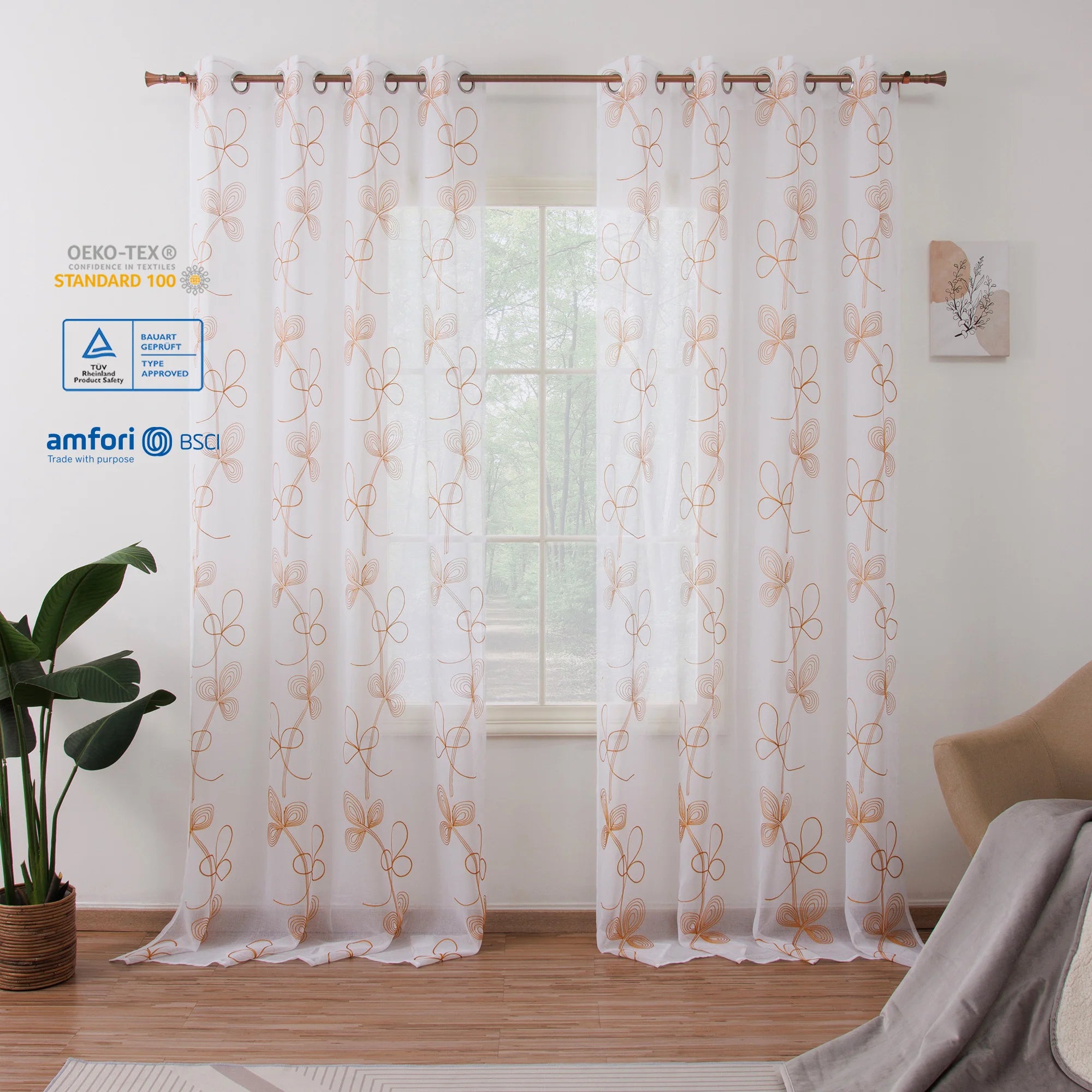 Wholesale Geometric Pattern Sheer Embroidered Tulle Drapes Fancy Living Room Window Curtains for Home with Embroidery
