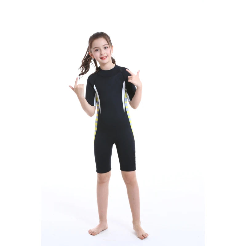 2.5Mm Boys Youth Diving Suits Shorty Neoprene Tops Children Swimwear Kids One-piece Short Sleeves Wetsuit