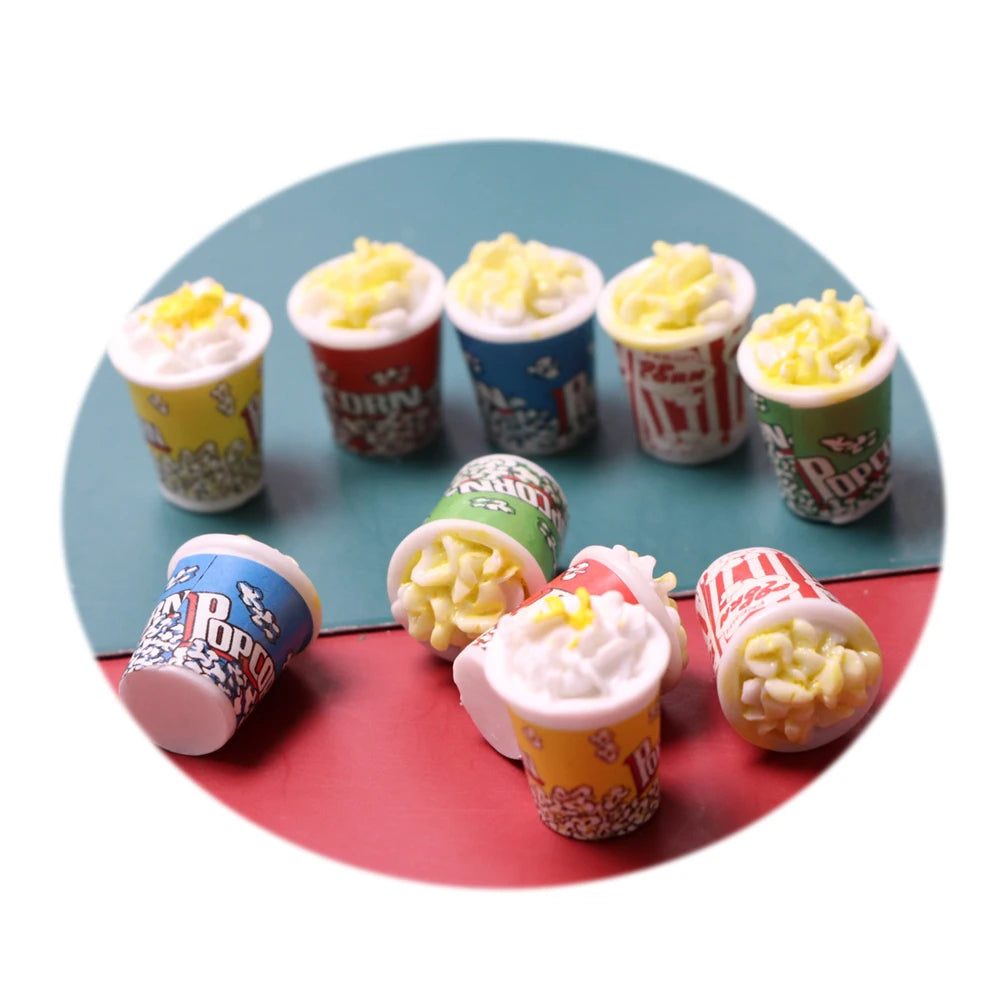 100PCS Resin Simulation Popcorn Miniature Mini Doll House Slime Food for Kids Doll Children Kitchen Accessories Toys