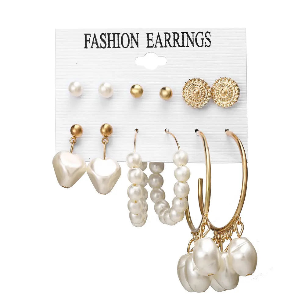 2021 Fashion Tassel Acrylic Earrings for Women Bohemian Pearl Earrings Set Big Dangle Drop Earring  Female Fashion Jewelry