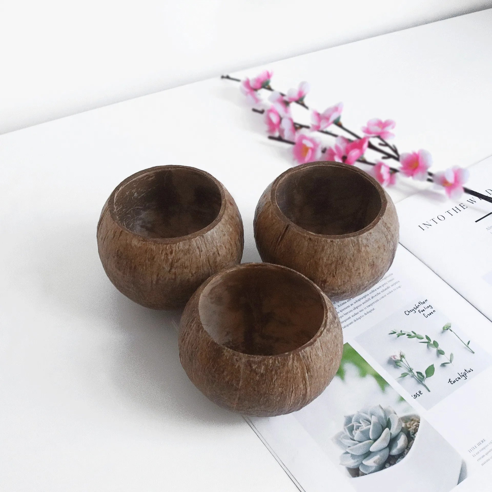 Eco Friendly Natural Coconut Shell Cup Custom logo Hand Crafted Coconut Bowl for Candle Making