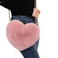 Fashion Women's Heart Shaped Handbags Cute Faux Fur Crossbody Bags Lady Soft Plush Chain Shoulder Bag Shopper Totes