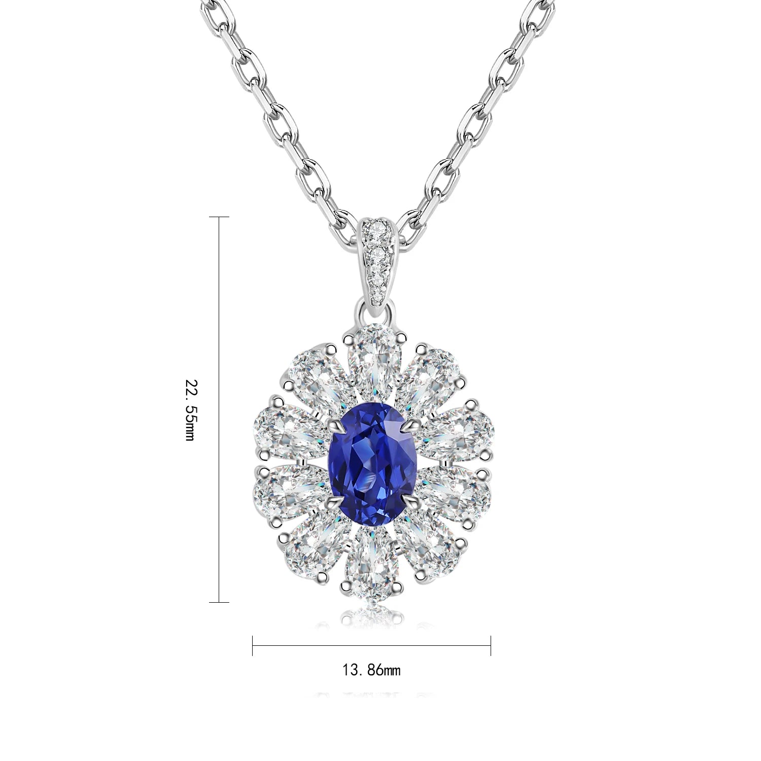 Best Selling Cheap Price 925 Sterling Silver Lab Grown Sapphire Engagement Wedding Party Pendant Necklace Light Luxury Trendy